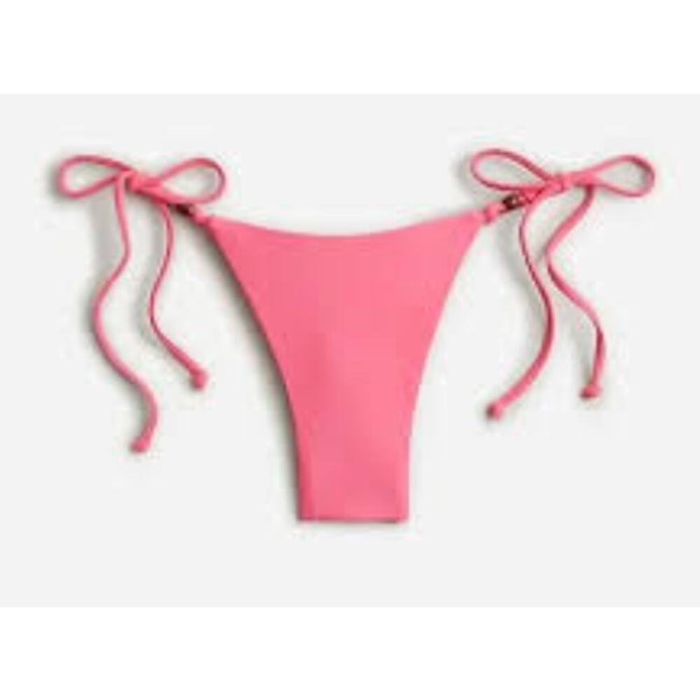 J Crew Curved Waist Cheeky String Bikini Bottom w Beads Tea Rose Women's Medium - Picture 6 of 6